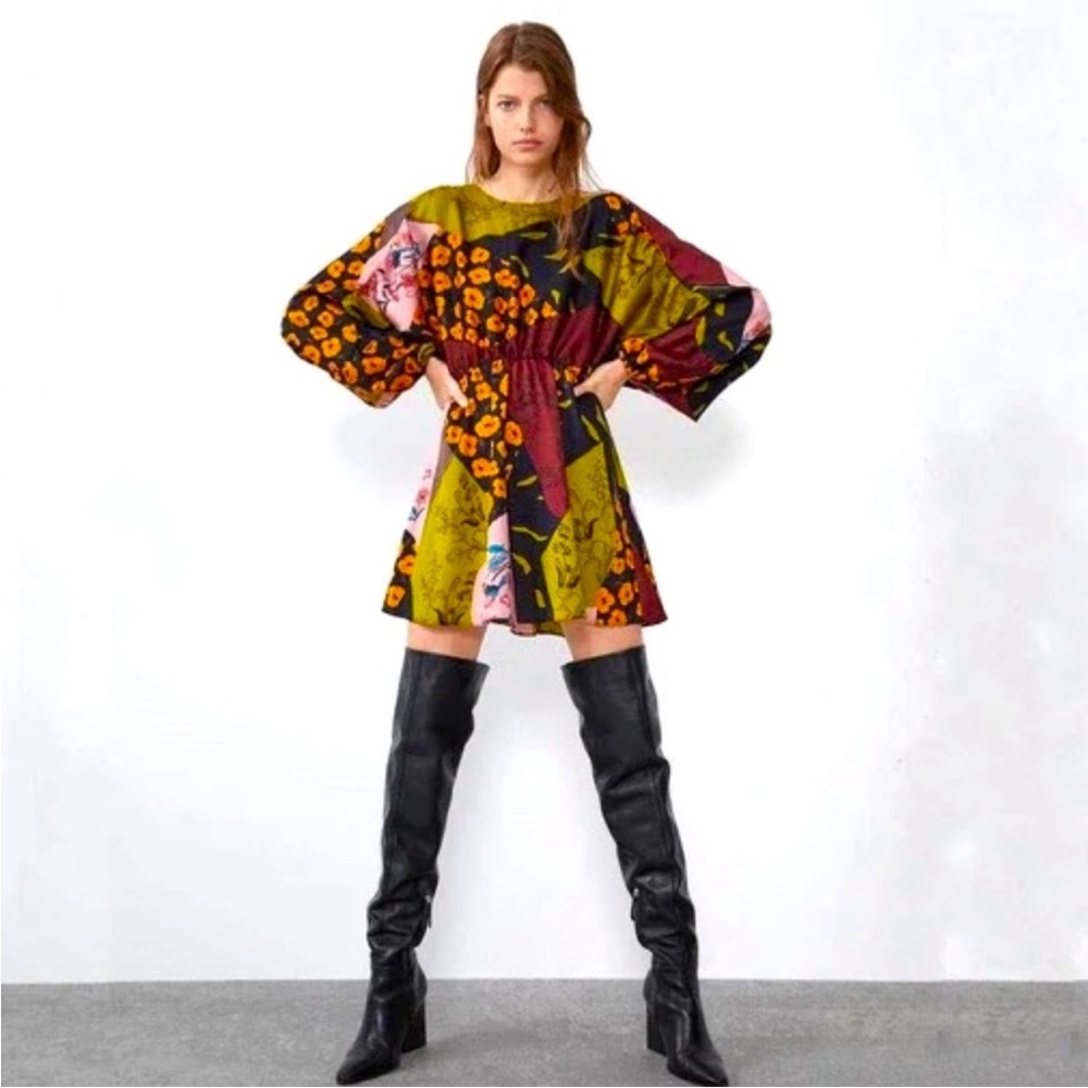 Zara patchwork print mini dress-worn once - Picture 2 of 3